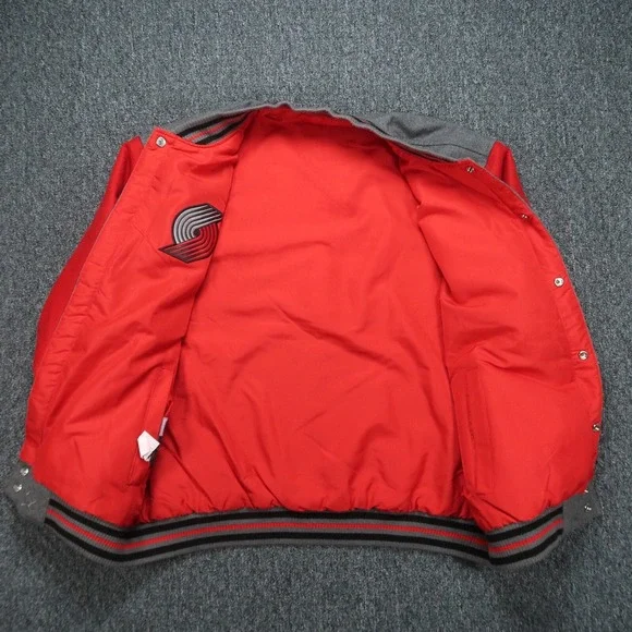 Portland Trail Blazers Jacket Mens XL Gray Red JH Design Reversible Wool Varsity